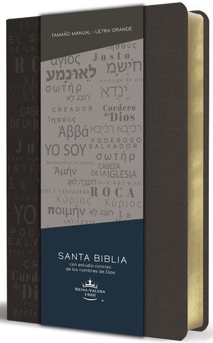 BIBLIA RVR 1960 LETRA GRANDE TAMAÑO MANUAL, SIMIL PIEL GRIS CON NOMBRES DE DIOS TEXTO GRANDE